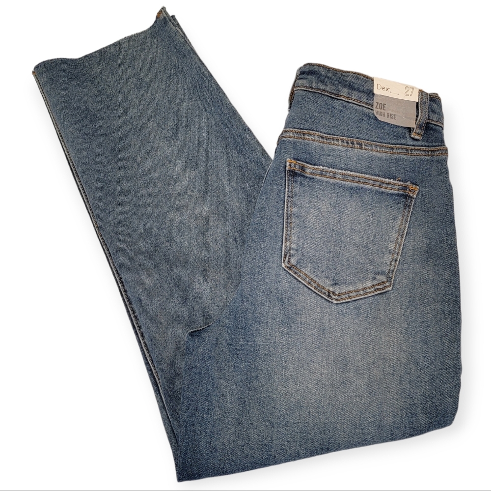 Dex High Rise Zoe Straight Crop Jean Size 27 Light Petrol Wash NEW!